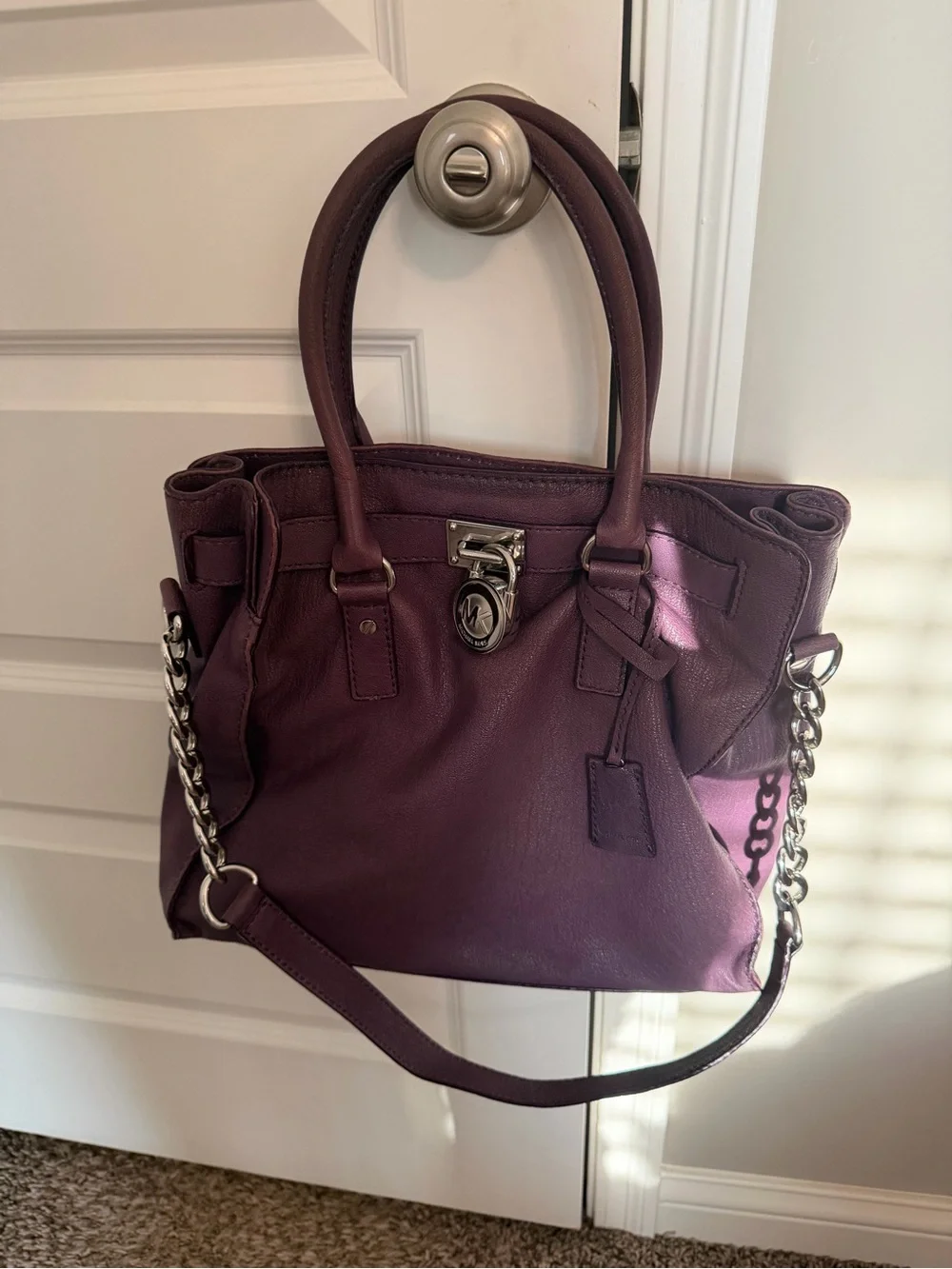 Michael Kors Hamilton Satchel - Purple Leather